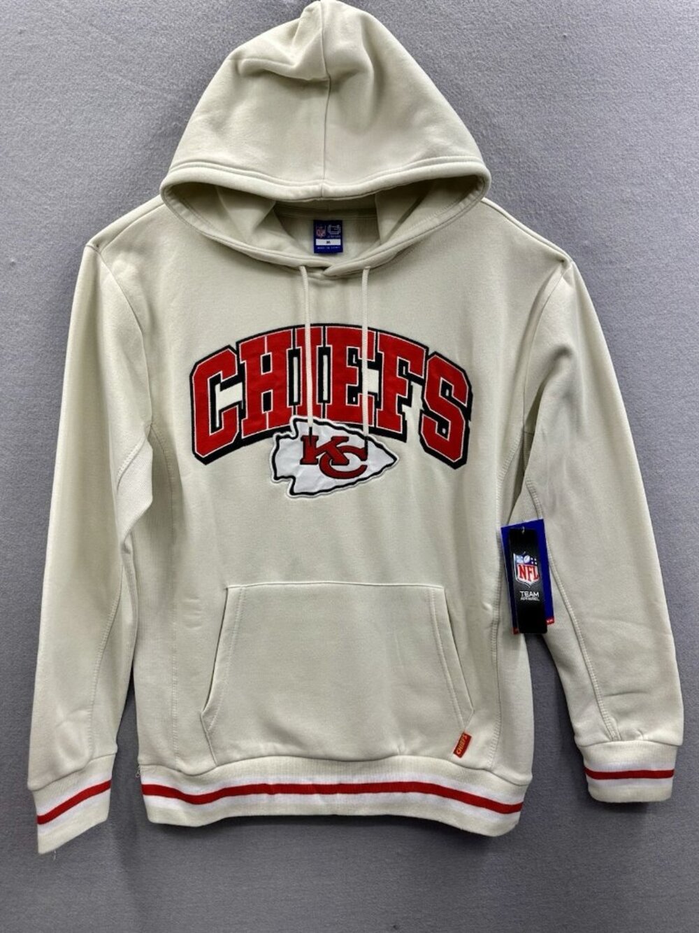 Ultra Game Mens M NWT Kansas City Chiefs Hoodie KC Pullover Cream Sweatshirt NFL
